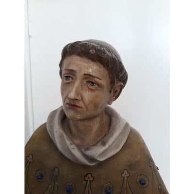 Antique Carved and Polychrome-Painted Figure of a Saint Antique Sculptures 8