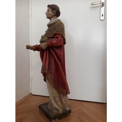 Antique Carved and Polychrome-Painted Figure of a Saint Antique Sculptures 6