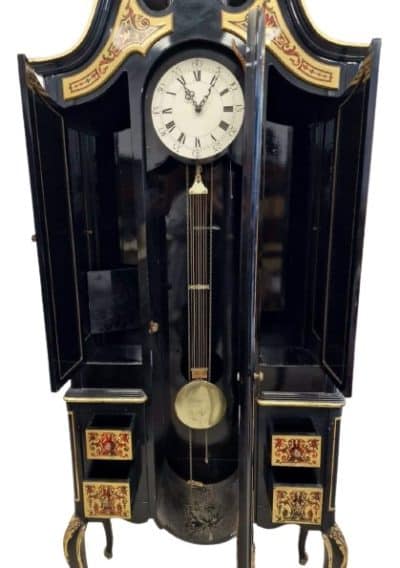 19th Century French Baulle Floor Clock With Drawers Antique Clocks 7