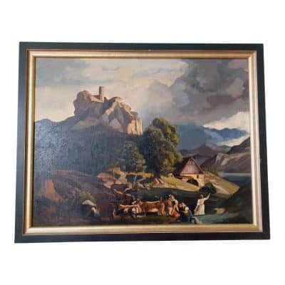 19th Century German Oil on Canvas, Signed. Antique Art 3