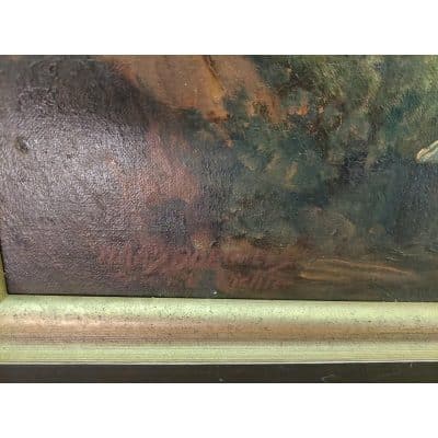 19th Century German Oil on Canvas, Signed. Antique Art 9