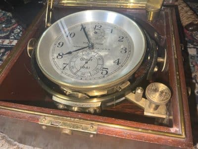 Hamilton Watch Company Naval Chronometer WWII No4149 Dated 1941 With Key Antique Clocks 3