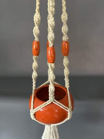 Mid Century Macrame Hanging Planter - Image 6