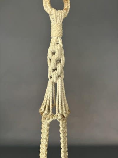 Mid Century Macrame Hanging Planter ceramic bowl Antique Ceramics 4