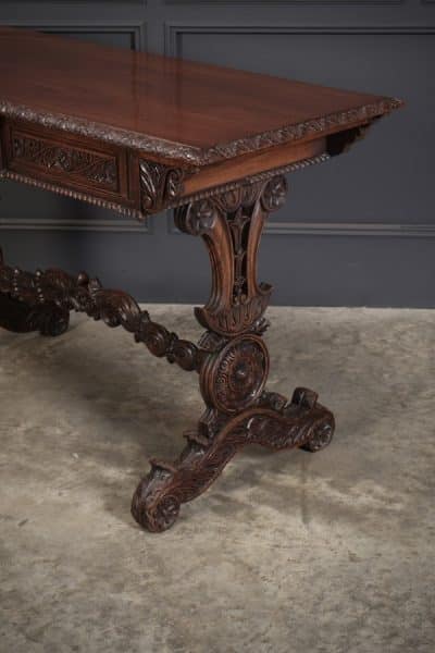 Magnificent Anglo Indian Padauk Wood Library Table Antique library tables Antique Furniture 11