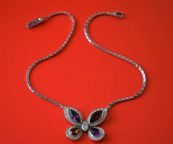 A Quality Designer 'ATWOOD AND SAWYER' Crystal Butterfly Pendant Boxed - Ideal Present