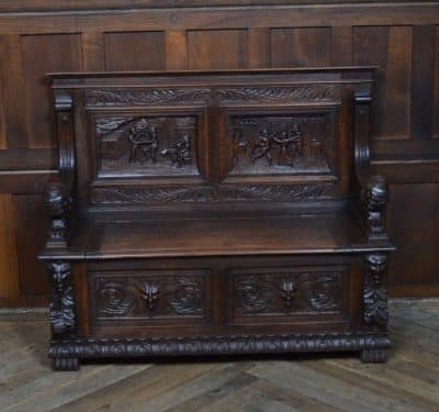 Victorian Oak Monk Bench SAI3505 antique oak Antique Benches 3