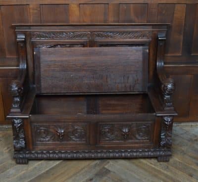 Victorian Oak Monk Bench SAI3505 antique oak Antique Benches 9