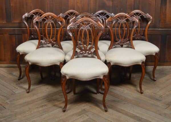 Set Of 8 Victorian Walnut Dining Chairs SAI3016 - Image 13