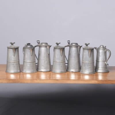 Seven Large Pewter Flagons Antique Metals 3