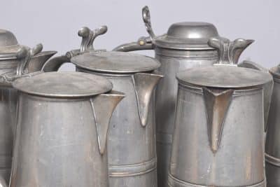 Seven Large Pewter Flagons Antique Metals 10