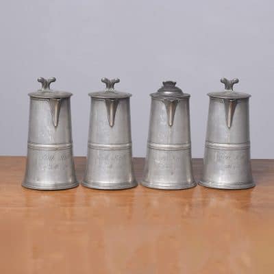 Seven Large Pewter Flagons Antique Metals 12