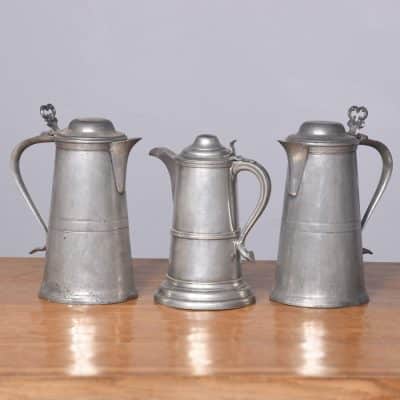 Seven Large Pewter Flagons Antique Metals 15