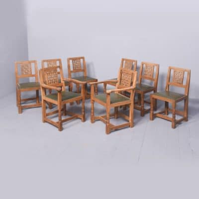 Large Adzed Oak Yorkshire Critter Dining Table And 8 Matching Chairs by Derek “Fishman” Slater Antique Furniture 11