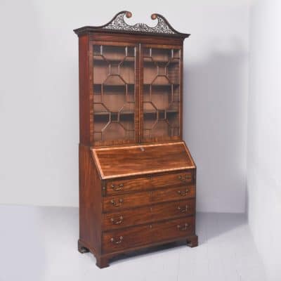 Fine George III Inlaid Mahogany Bureau Bookcase in Excellent Condition Antique bureau Antique Bookcases 3