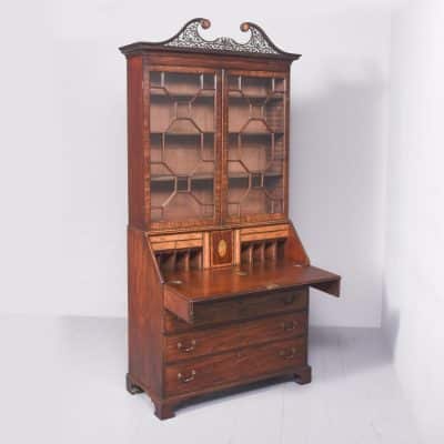 Fine George III Inlaid Mahogany Bureau Bookcase in Excellent Condition Antique bureau Antique Bookcases 8