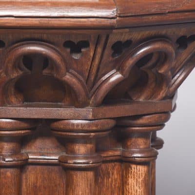 Pair of Oak Gothic Style Carved Pedestals pedestal Antique Tables 6