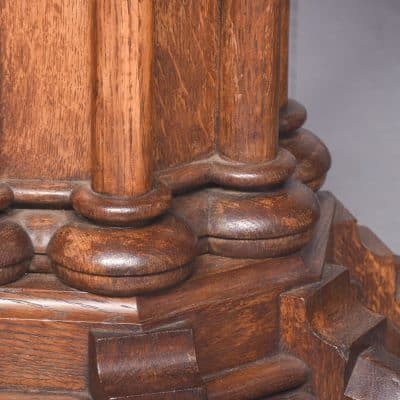 Pair of Oak Gothic Style Carved Pedestals pedestal Antique Tables 8