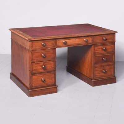 Quality Mahogany Smaller Sized Victorian Partners Desk Antique Desks 3