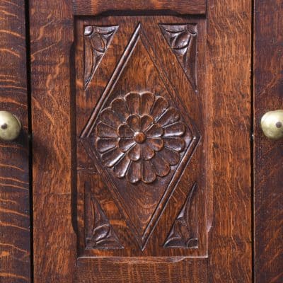 Neat Sized Solid Oak Jacobean Style Dresser Antique Dressers 7