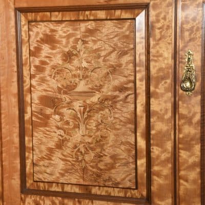 Exhibition Quality Victorian Marquetry Inlaid Satinwood Fitted Wardrobe Antique Wardrobes 8