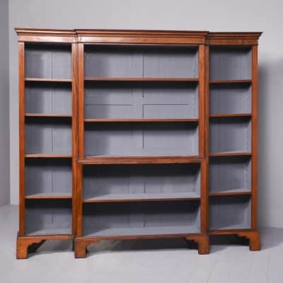 Mid-19th Century Inlaid Mahogany Tall Breakfront Open Bookcase open bookcase Antique Bookcases 3