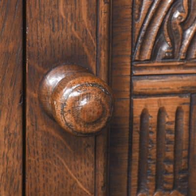 Solid Oak Jacobean-Style Neat-Sized Oak Cupboard Antique Cupboards 10