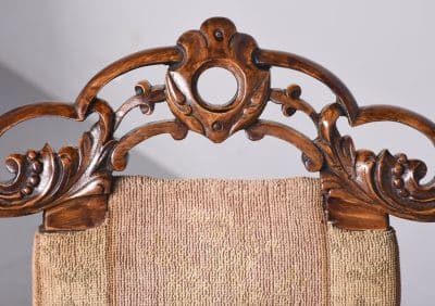 Rare Pair of Folding Victorian Gothic Influenced Carved Walnut Drawing Room Chairs Antique Chairs 8