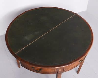 Rare Pair of Marquetry Inlaid George III Demi-Lune Foldover Tables demi lune Antique Furniture 11