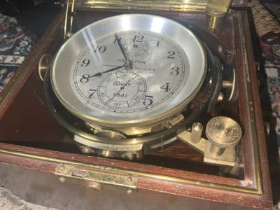 Hamilton Watch Company Naval Chronometer WWII No4149 Dated 1941 With Key Antique Clocks 16