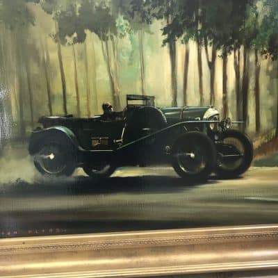 Dion Pears Bentley 3 Litre Le Mans 1927 Race Oil Painting Antique Art 9