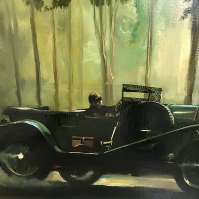 Dion Pears Bentley 3 Litre Le Mans 1927 Race Oil Painting Antique Art 13