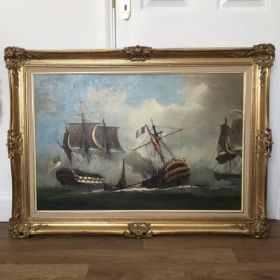 Battle Of Trafalgar Maritime Seascape Oil Paintings Of Galleon Warships At Sea Large Seascape Oil Painting Antique Art 18