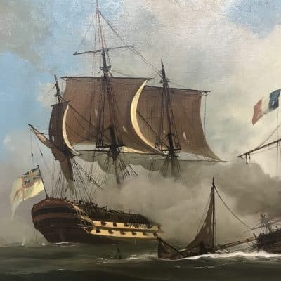 Battle Of Trafalgar Maritime Seascape Oil Paintings Of Galleon Warships At Sea Large Seascape Oil Painting Antique Art 19