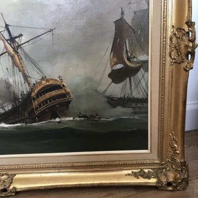 Battle Of Trafalgar Maritime Seascape Oil Paintings Of Galleon Warships At Sea Large Seascape Oil Painting Antique Art 21