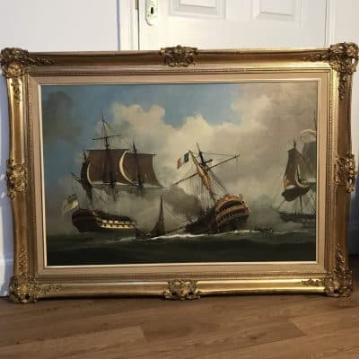 Battle Of Trafalgar Maritime Seascape Oil Paintings Of Galleon Warships At Sea Large Seascape Oil Painting Antique Art 17