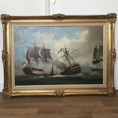 Battle Of Trafalgar Maritime Seascape Oil Paintings Of Galleon Warships At Sea Large Seascape Oil Painting Antique Art 13