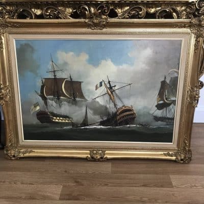 Battle Of Trafalgar Maritime Seascape Oil Paintings Of Galleon Warships At Sea Large Seascape Oil Painting Antique Art 22