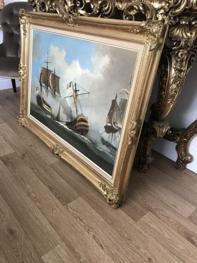 Battle Of Trafalgar Maritime Seascape Oil Paintings Of Galleon Warships At Sea Large Seascape Oil Painting Antique Art 25