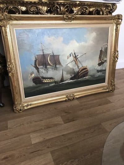 Battle Of Trafalgar Maritime Seascape Oil Paintings Of Galleon Warships At Sea Large Seascape Oil Painting Antique Art 24