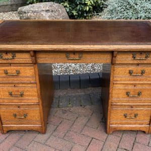 Gillows Twin Pedestal oak Writing Desk c1890 Antique desk Antique Desks 3