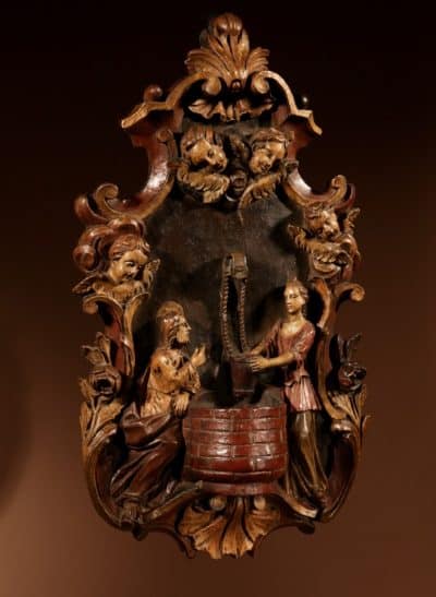 18th Century Wooden Sculpture/Holy Water Font. 18th century Antique Sculptures 4