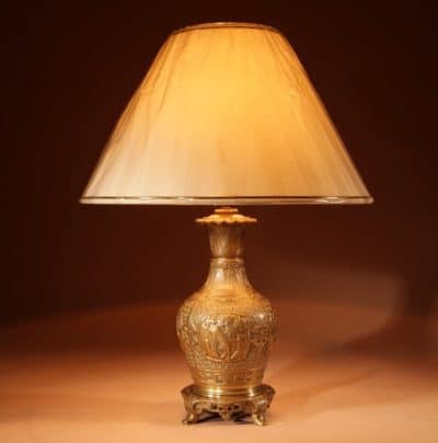 Interesting Chinese Brass Table Lamp Circa 1900-20 antique chinese vase Antique Lighting 8