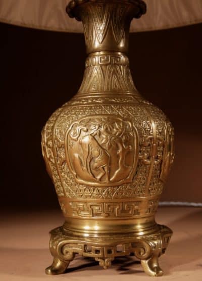 Interesting Chinese Brass Table Lamp Circa 1900-20 antique chinese vase Antique Lighting 9