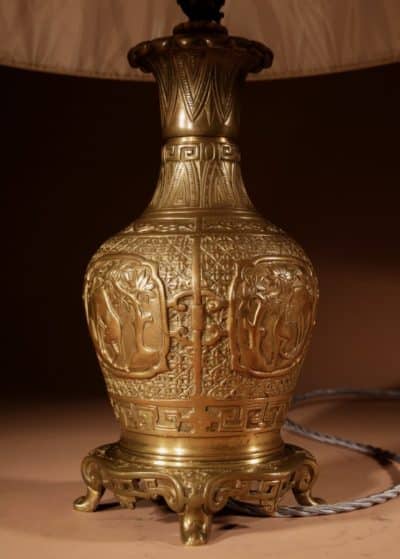 Interesting Chinese Brass Table Lamp Circa 1900-20 antique chinese vase Antique Lighting 11