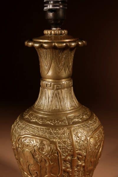 Interesting Chinese Brass Table Lamp Circa 1900-20 antique chinese vase Antique Lighting 6