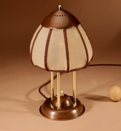  Amsterdam School Rare Brass and patinated Copper Table Lamp, Circa 1900-20 Antique Lighting 4