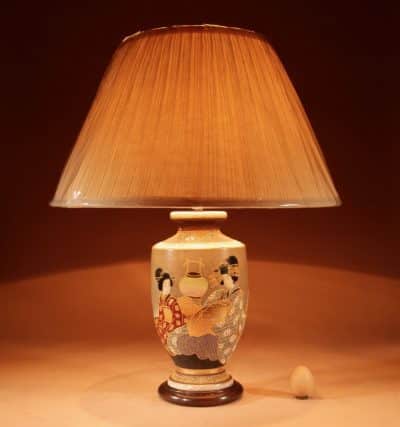 Very Decorative Japanese Satsuma Table Lamp. Ceramic Lamp Antique Lighting 11