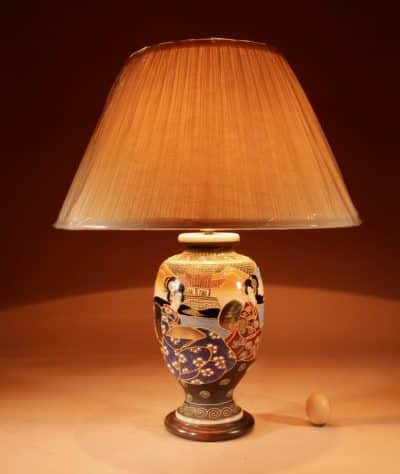 Very Decorative Japanese Satsuma Table Lamp. lamp table Antique Lighting 3