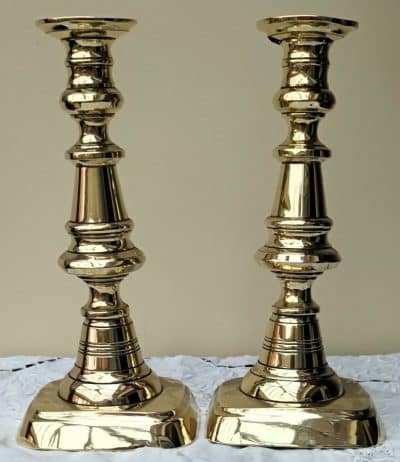 Pair Victorian Brass Candlesticks AA 28a